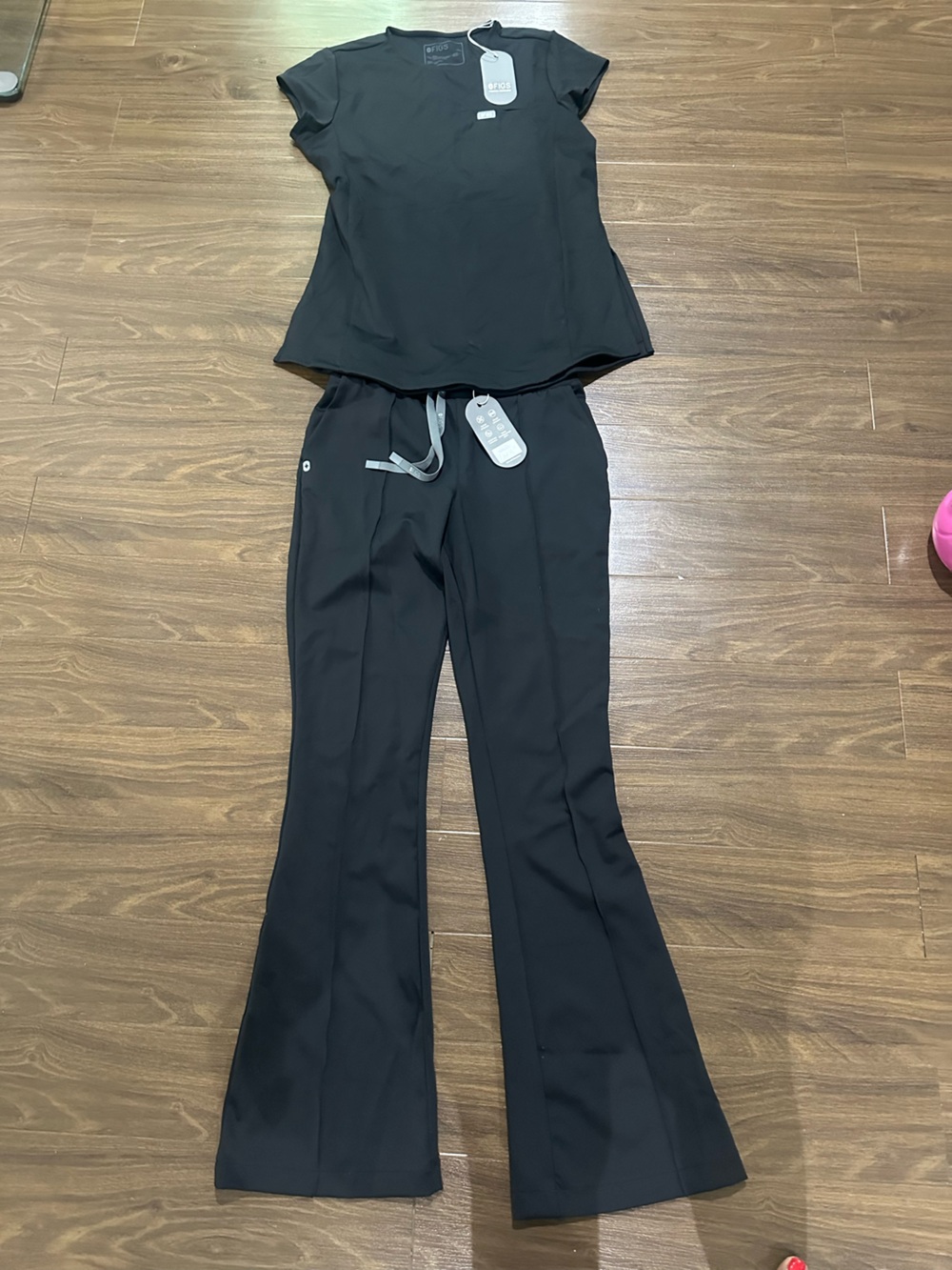 Figs Black High-Waist Flared Pantsuit